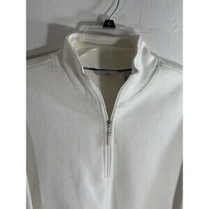 IZOD 1/4 Zip Sz Large Sweater Men’s Cotton Cream Ivory Preppy Golf Cotton Blend